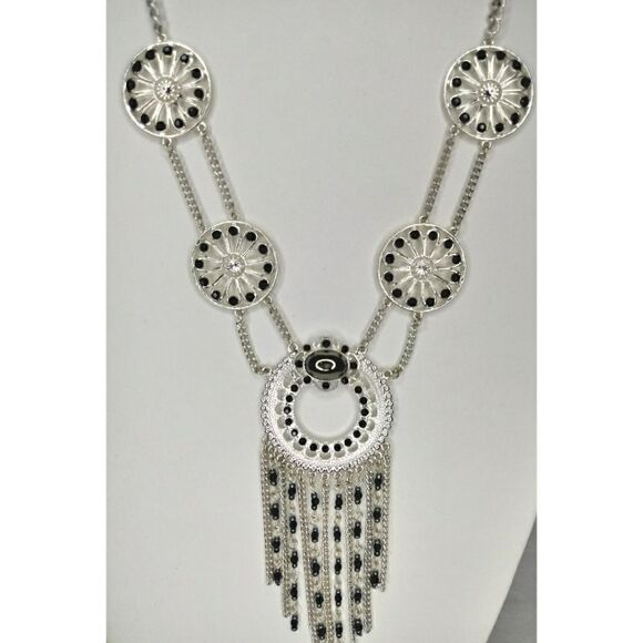 Native American Style Silvertone Necklace - Picture 2 of 5